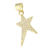 Messing hanger met micro-paved kubieke zirconia's, Ster, gold plated, mode sieraden & DIY & micro pave zirconia & voor vrouw, gouden, 14x21x2mm, Gat:Ca 3mm, 10pC's/Lot, Verkocht door Lot