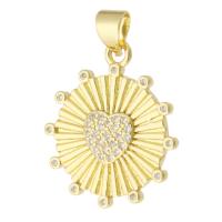 Cubic Zirconia Micro Pave Brass Pendant Round gold color plated fashion jewelry & DIY & micro pave cubic zirconia & for woman golden Approx 3mm Sold By Lot