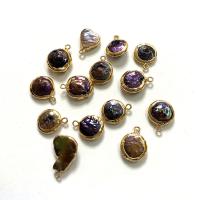 Pendentifs perles d'eau douce, perle d'eau douce cultivée, avec laiton, Plat rond, Placage de couleur d'or, unisexe, 10x15-15x25mm, Vendu par PC