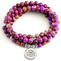 Pulseira de envoltório, A pedra do rei, with liga de zinco, Roda, cromado de cor prateada, multicamada & unissex, roxo, 108PCs/Strand, vendido para Aprox 34.65 inchaltura Strand