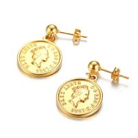 Stainless Steel Stud Earrings 304 Stainless Steel Vacuum Ion Plating fashion jewelry & for woman golden Sold By Pair