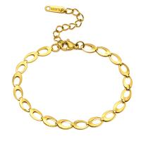 Pulseira  de jóias de aço inox, Aço inoxidável 304, joias de moda & para mulher, dourado, 5mm, vendido para Aprox 6.7-8.3 inchaltura Strand