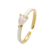 metal Anillo de dedo Cuff, chapado en color dorado, Ajustable & diferentes estilos para la opción & micro arcilla de zirconia cúbica & para mujer & esmalte, 22.50x20mm, Vendido por UD