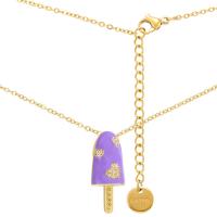 Brass Necklace gold color plated micro pave cubic zirconia & for woman & enamel 460mm Sold By PC