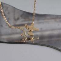 Titanium Steel Necklace Airplane gold color plated for woman & hollow Length Approx 17.7 Inch Sold By PC