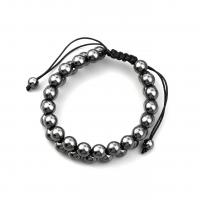 Hematite Pulsera, con cordón poliéster, Ajustable & unisexo, Negro, 75mm, longitud aproximado 17.5-25 cm, Vendido por UD