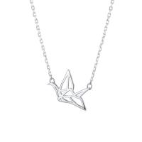 Colares de esterlina de prata, 925 prata esterlina, with 1.96 inch extender chain, Mil grous de Origami, banhado, para mulher & vazio, Mais cores pare escolha, 14.50x11mm, comprimento Aprox 15.74 inchaltura, vendido por PC