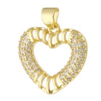 Cubic Zirconia Micro Pave Brass Pendant Heart gold color plated fashion jewelry & DIY & micro pave cubic zirconia & for woman golden Approx 3mm Sold By Lot