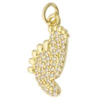 Messing hanger met micro-paved kubieke zirconia's, Voet, gold plated, mode sieraden & DIY & micro pave zirconia & voor vrouw, gouden, 11x19x2mm, Gat:Ca 2mm, 10pC's/Lot, Verkocht door Lot