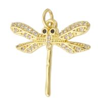 Messing hanger met micro-paved kubieke zirconia's, Dragonfly, gold plated, mode sieraden & DIY & micro pave zirconia & voor vrouw, gouden, 22x19x2.50mm, Gat:Ca 2mm, 10pC's/Lot, Verkocht door Lot