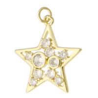 Kubik Zirkonium mikro bana Mässing hängande, Star, guldfärg pläterade, mode smycken & DIY & micro bana cubic zirconia & för kvinna, gyllene, 23x24x4mm, Hål:Ca 2mm, 10PC/Lot, Säljs av Lot