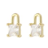 Cubique Pendentif en laiton zircon pavent, Placage de couleur d'or, bijoux de mode & DIY & pavé de micro zircon & pour femme, doré, 6x10x4mm, Trou:Environ 1.5mm, 10PC/lot, Vendu par lot