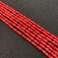 Szintetikus korall gyöngyök, Szintetikus Coral, Lopótök, DIY, piros, 5x11mm, Naponta eladott Kb 38 cm Strand