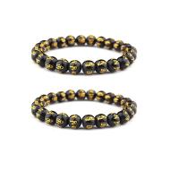 Gemstone Bracciali, Obsidian, Cerchio, fatto a mano, elastico & unisex, nero, 8mm, Lunghezza 7.5 pollice, Venduto da PC