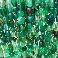 Prirodni Zeleni ahat perle, Green Agate, Nuggetsi, uglađen, možete DIY & različite veličine za izbor, zelen, Prodano Per Približno 14.96 inčni Strand