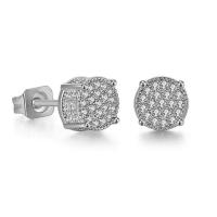 Terningformet Zirkon Micro Pave Messing Øreringe, mode smykker & Micro Pave cubic zirconia & for mennesket, flere farver til valg, nikkel, bly & cadmium fri, 7mm, Solgt af par