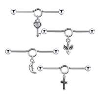 Edelstahl Piercing Stäbe, 304 Edelstahl, poliert, Modeschmuck & unisex & verschiedene Stile für Wahl, Silberfarbe, 1.60x38x5mm, verkauft von PC