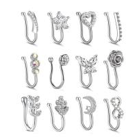 Bijoux de Piercing nez en laiton, Placage, 12 pièces & bijoux de mode & unisexe & pavé de micro zircon, plus de couleurs à choisir, 0.80x8mm, Vendu par fixé