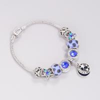 Lampwork Armbanden, Zinc Alloy, met Lampwork, geplatineerd, verschillende stijlen voor de keuze & micro pave zirconia & voor vrouw, meer kleuren voor de keuze, 190mm, Verkocht door PC