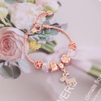 European Bracelet Zinc Alloy rose gold color plated & micro pave cubic zirconia & for woman 230mm Sold By PC