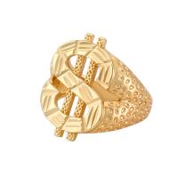 Messing ringen, Dollarteken, gold plated, Verstelbare & voor vrouw, 23mm, Verkocht door PC