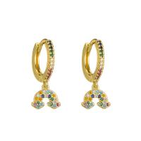 Cubic Zirconia Micro Pave Brass Earring gold color plated & micro pave cubic zirconia & for woman multi-colored Sold By Pair