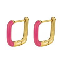 Brass Huggie Hoop Earring gold color plated for woman & enamel Sold By Pair