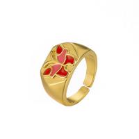 Anillo de dedo de latón, metal, chapado en color dorado, Ajustable & para mujer & esmalte, más colores para la opción, 20mm, Vendido por UD