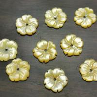 White Lip Shell Beads with Yellow Lip Shell Flower Carved DIY 12mm Sold By PC