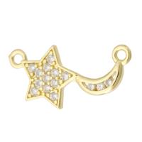 Befestiger Zirkonia Messing Schmuckverbinder, Mond und Sterne, goldfarben plattiert, Modeschmuck & DIY & Micro pave Zirkonia & für Frau, goldfarben, 22x12x1.50mm, Bohrung:ca. 1mm, 10PCs/Menge, verkauft von Menge