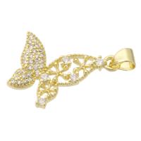 Messing hanger met micro-paved kubieke zirconia's, Vlinder, gold plated, mode sieraden & DIY & micro pave zirconia & voor vrouw, gouden, 21x20x2mm, Gat:Ca 3mm, 10pC's/Lot, Verkocht door Lot