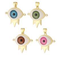 Evil Eye Hangers, Messing, met Acryl, Boze oog, gold plated, mode sieraden & DIY & micro pave zirconia & voor vrouw, meer kleuren voor de keuze, 24x24x12mm, Gat:Ca 3mm, 10pC's/Lot, Verkocht door Lot