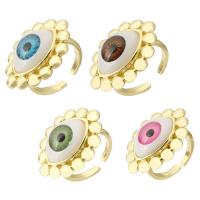 Mal de ojo del anillo de dedo de la joyería, metal, ojo de malvado, chapado en color dorado, micro arcilla de zirconia cúbica & para mujer, más colores para la opción, 27x21mm, agujero:aproximado 3mm, tamaño:7.5, 10PCs/Grupo, Vendido por Grupo