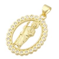 Messing hanger met micro-paved kubieke zirconia's, gold plated, mode sieraden & DIY & micro pave zirconia & voor vrouw, gouden, 18.50x25.50x3mm, Gat:Ca 3mm, 10pC's/Lot, Verkocht door Lot