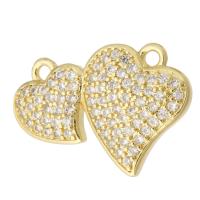 Cilindrata Zircone micro pavimenta il pendente di ottone, Cuore, placcato color oro, gioielli di moda & DIY & Micro spianare cubic zirconia & per la donna, dorato, 22x15x2.50mm, Foro:Appross. 1.5mm, 10PC/lotto, Venduto da lotto