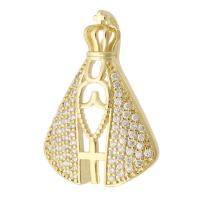 Messing hanger met micro-paved kubieke zirconia's, gold plated, mode sieraden & DIY & micro pave zirconia & voor vrouw, gouden, 18x25.50x6mm, Gat:Ca 2.5mm, 10pC's/Lot, Verkocht door Lot