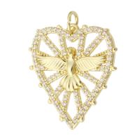 Cubic Zirconia Micro Pave Brass Pendant Heart gold color plated fashion jewelry & DIY & micro pave cubic zirconia & for woman golden Approx 3mm Sold By Lot