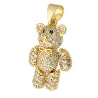 Kubik Zirkonium mikro bana Mässing hängande, Bear, guldfärg pläterade, mode smycken & DIY & micro bana cubic zirconia & för kvinna, gyllene, 13x20x4mm, 10PC/Lot, Säljs av Lot