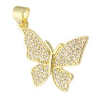 Cubique Pendentif en laiton zircon pavent, papillon, Placage de couleur d'or, bijoux de mode & DIY & pour femme, doré, 22x18x22mm, Trou:Environ 3mm, 10PC/lot, Vendu par lot