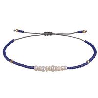 Seedbead Armband, met Textiel binnenwerk Cord & Zoetwater Parel, handgemaakt, uniseks & verstelbaar, gemengde kleuren, Lengte 7.5 inch, Verkocht door PC