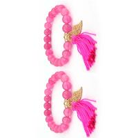 Braccialetti in cristallo naturale, quarzo rutilato, with poliestere & lega in zinco, Foglia, placcato color oro, elastico & unisex, cammuffamento rosa, 8mm, Lunghezza 7.5 pollice, Venduto da PC