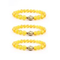 Kristall Armbänder, mit Zinklegierung, Buddha, goldfarben plattiert, elastisch & unisex, 8mm, Länge 7.5 ZollInch, verkauft von PC