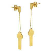 Brinco de gota de aço inoxidável, Aço inoxidável 304, joias de moda & para mulher, dourado, 64mm,8*19mm, vendido por par