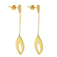 Brinco de gota de aço inoxidável, Aço inoxidável 304, joias de moda & para mulher, dourado, 56mm,10*22mm, vendido por par