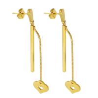 Brinco de gota de aço inoxidável, Aço inoxidável 304, joias de moda & para mulher, dourado, 61mm,12*11mm, vendido por par