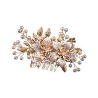 Decorative Hair Combs Zinc Alloy with Plastic Pearl handmade fashion jewelry & for woman golden nickel lead & cadmium free Sold By PC