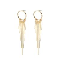 Fashion Fringe Boucles d'oreilles, fer, bijoux de mode & pour femme, doré, protéger l'environnement, sans nickel, plomb et cadmium, 53mm,15mm, Vendu par paire