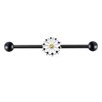 304 Edelstahl Piercing Stäbe, Blume, Modeschmuck & Emaille, keine, 1.60x38x5mm, verkauft von PC