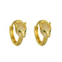 Brass Huggie Hoop Earring gold color plated & micro pave cubic zirconia & for woman Sold By Pair