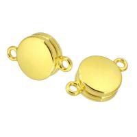 Zinc Alloy magnetische sluiting, Rond plat, gold plated, DIY, 9x14x5mm, Gat:Ca 1.5mm, Verkocht door PC